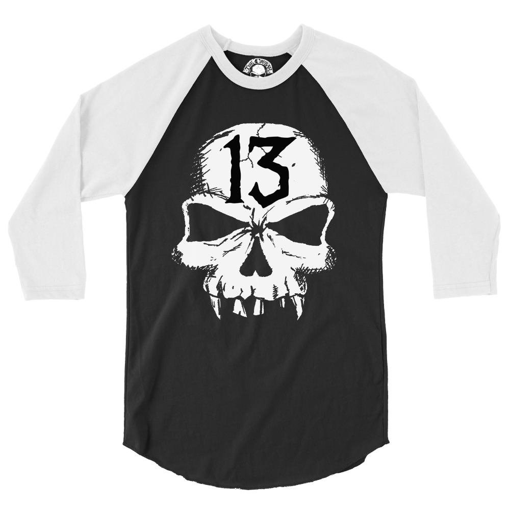 Skull 13 Raglan (Black/White)