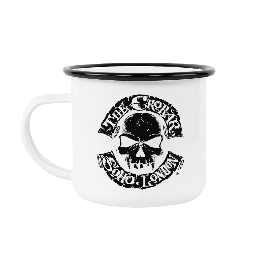 Classic Skull Logo Enamel Mug - White